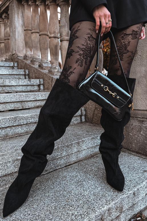 Women's High Heel Ankle Boots Slip-On Black Mavilla