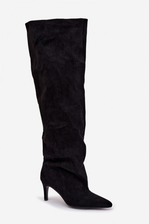 Women's High Heel Ankle Boots Slip-On Black Mavilla