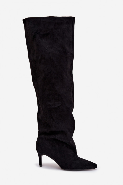 Women's High Heel Ankle Boots Slip-On Black Mavilla