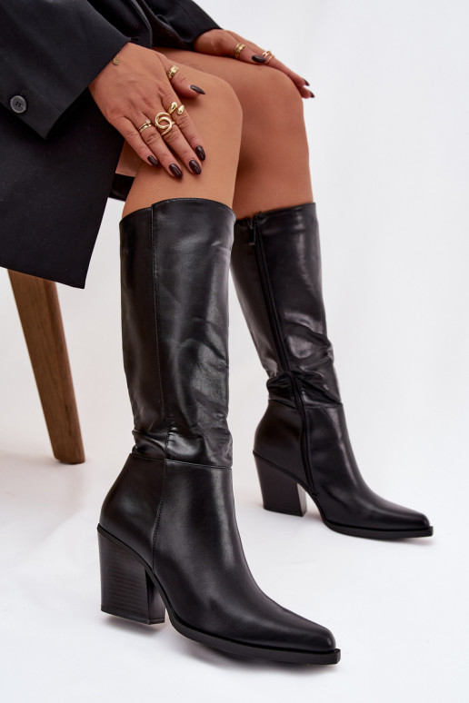 Women's Platform Boots with Lining Black Katelle