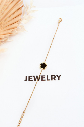 Women's Bracelet With Black Flower Gold 2