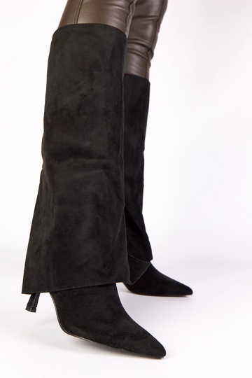 Czarne kozaki na szpilce z...