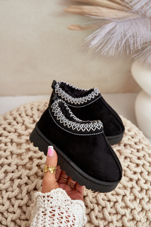 Children's snow boots with platform, insulated with fur inside in black Vilabria