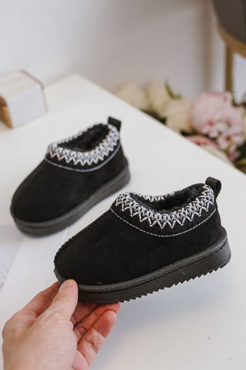 Children's snow boots with platform, insulated with fur inside in black Vilabria 2