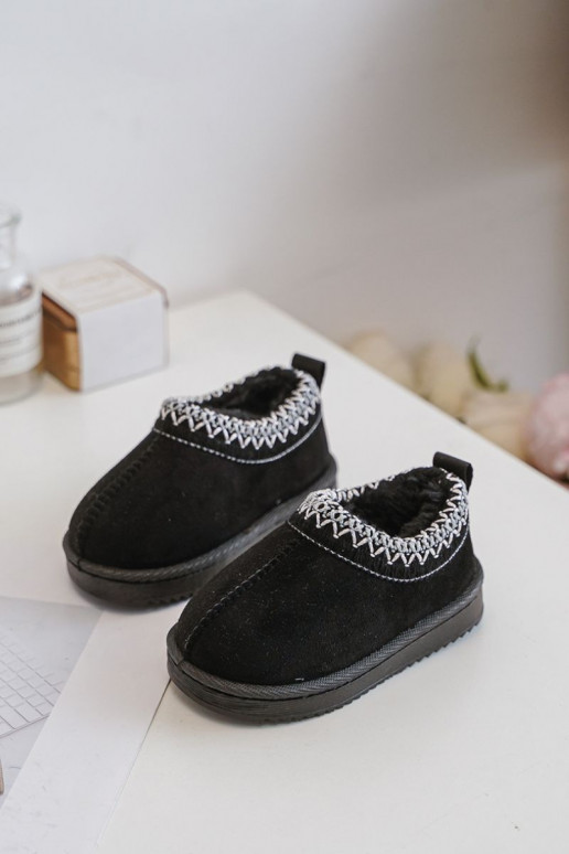 Children's snow boots with platform, insulated with fur inside in black Vilabria