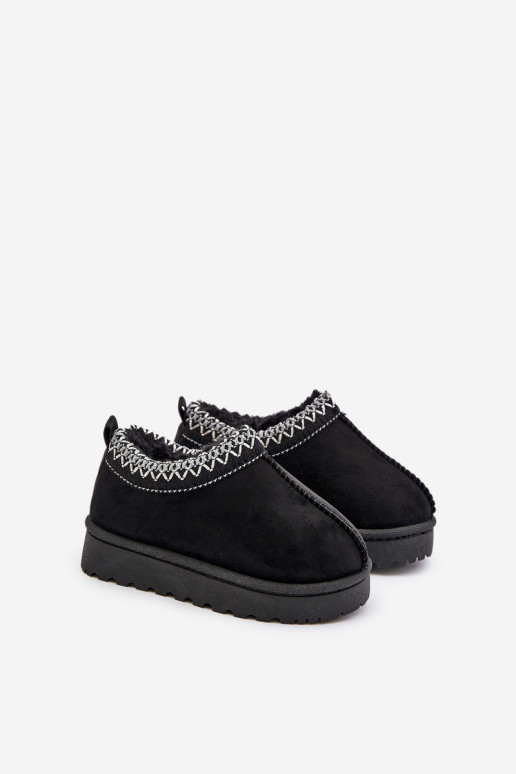 Children's snow boots with platform, insulated with fur inside in black Vilabria