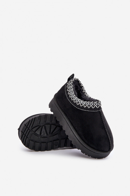 Children's snow boots with platform, insulated with fur inside in black Vilabria