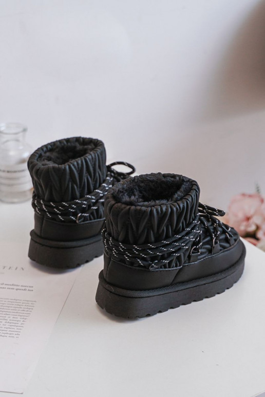 Children's Insulated Snow Boots With Thick Fur Black Nastira