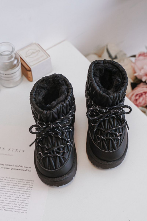 Children's Insulated Snow Boots With Thick Fur Black Nastira