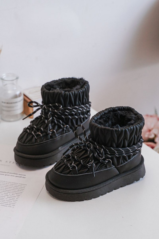 Children's Insulated Snow Boots With Thick Fur Black Nastira