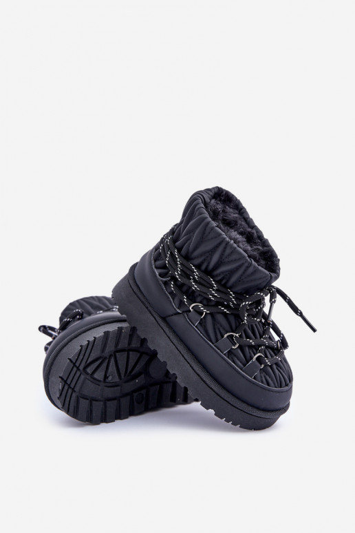 Children's Insulated Snow Boots With Thick Fur Black Nastira