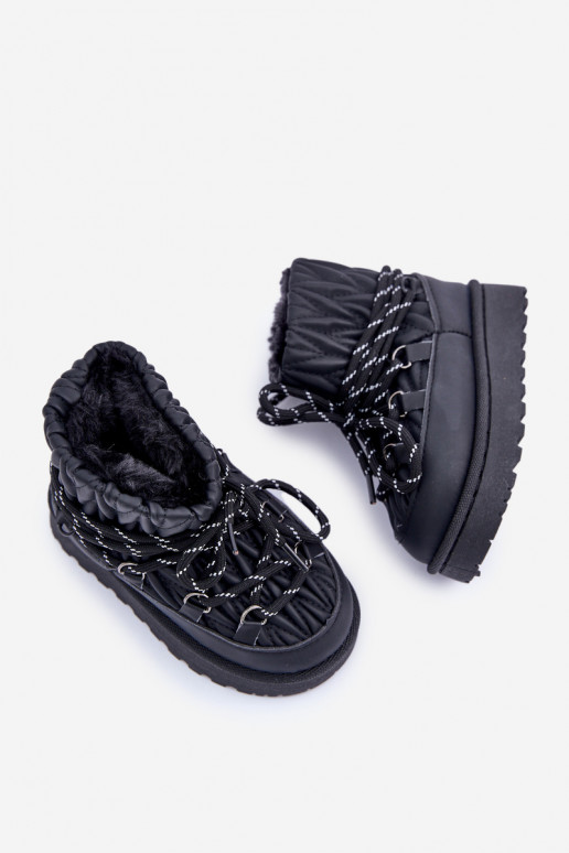 Children's Insulated Snow Boots With Thick Fur Black Nastira