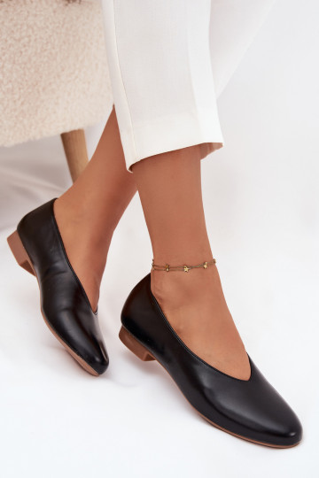Women's Ballet Flats Made of Eco Leather with Flat Heel Black Olyssia