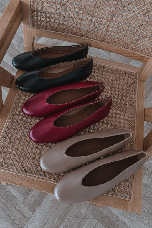 Women's Ballet Flats Made of Eco Leather with Flat Heel Black Olyssia