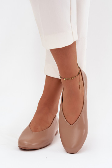 Women's Ballet Flats Made of Eco Leather On Flat Sole Beige Olyssia