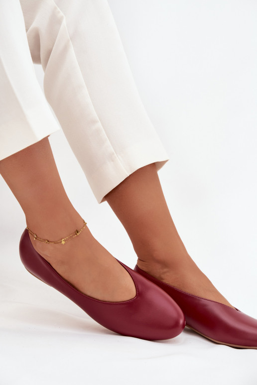 Women's Ballerinas Made of Eco Leather with Flat Heel Burgundy Olyssia