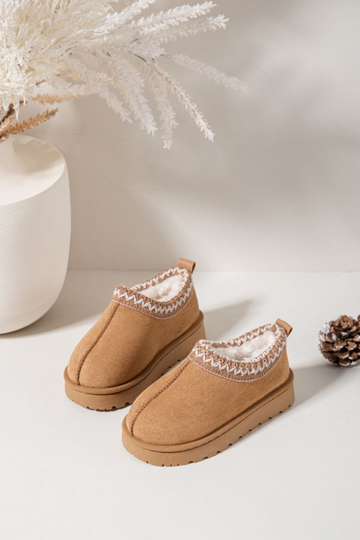 Children's Snow Boots With Embroidery Camel Prina