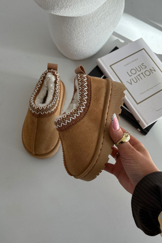 Children's Snow Boots With Embroidery Camel Prina