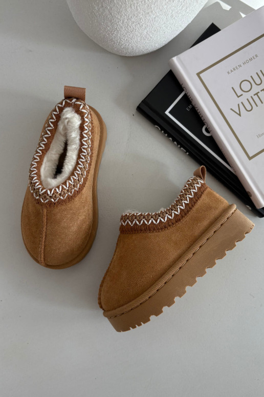 Children's Snow Boots With Embroidery Camel Prina