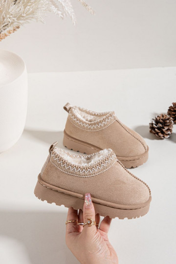 Children's Snow Boots With Embroidery Beige Prina