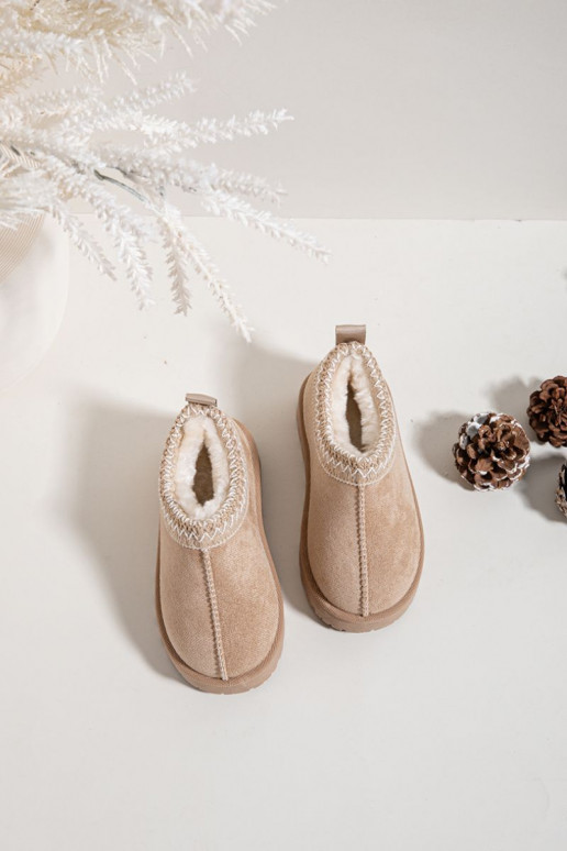 Children's Snow Boots With Embroidery Beige Prina