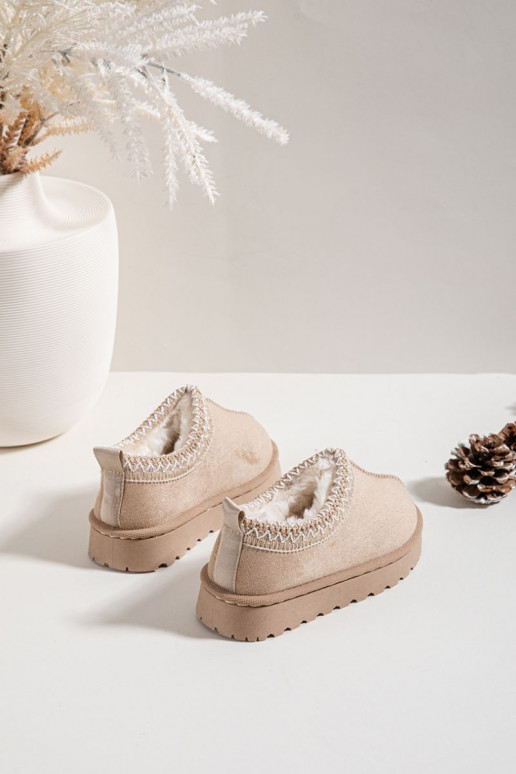 Children's Snow Boots With Embroidery Beige Prina