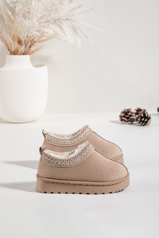 Children's Snow Boots With Embroidery Beige Prina