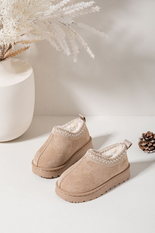 Children's Snow Boots With Embroidery Beige Prina