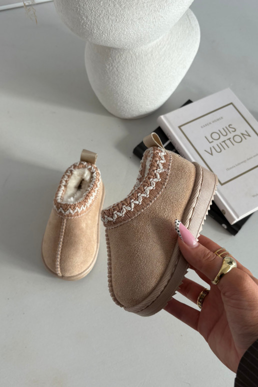 Children's Snow Boots With Embroidery Beige Prina