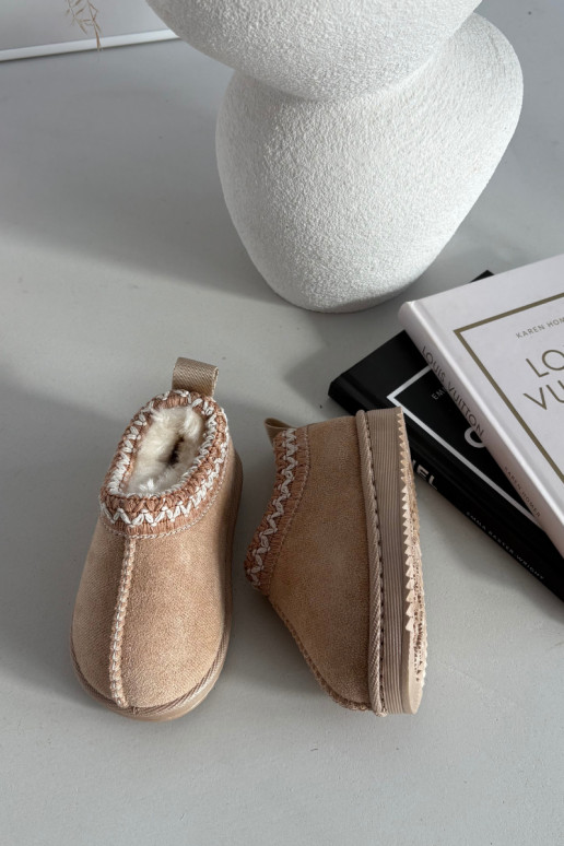 Children's Snow Boots With Embroidery Beige Prina