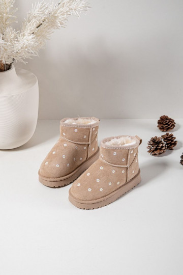 Children's snow boots decorated with flowers beige Gracina