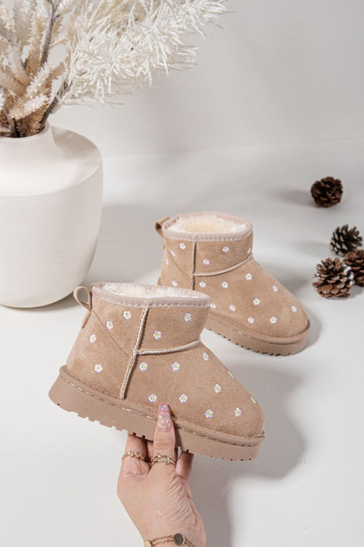 Children's snow boots decorated with flowers beige Gracina