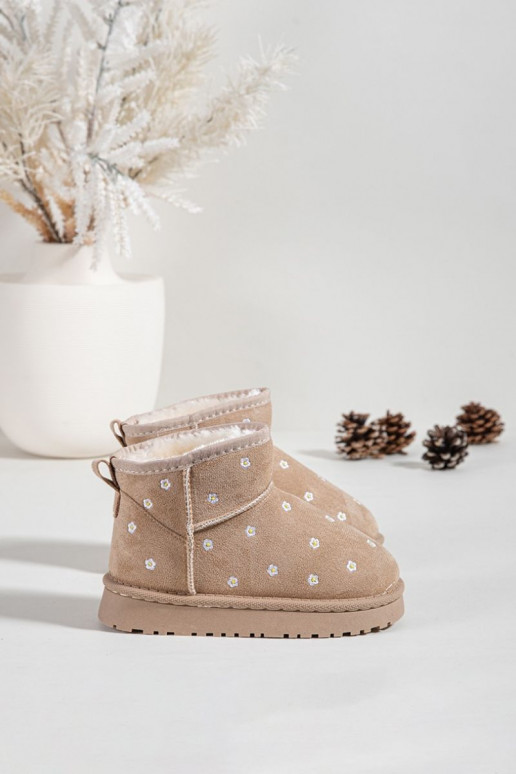 Children's snow boots decorated with flowers beige Gracina