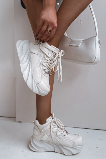 Women's Sneakers Natural Leather GOE SS2N4037 Faded White