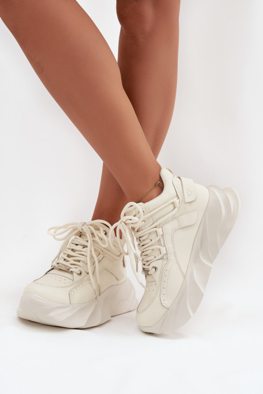 Women's Sneakers Natural Leather GOE SS2N4037 Faded White