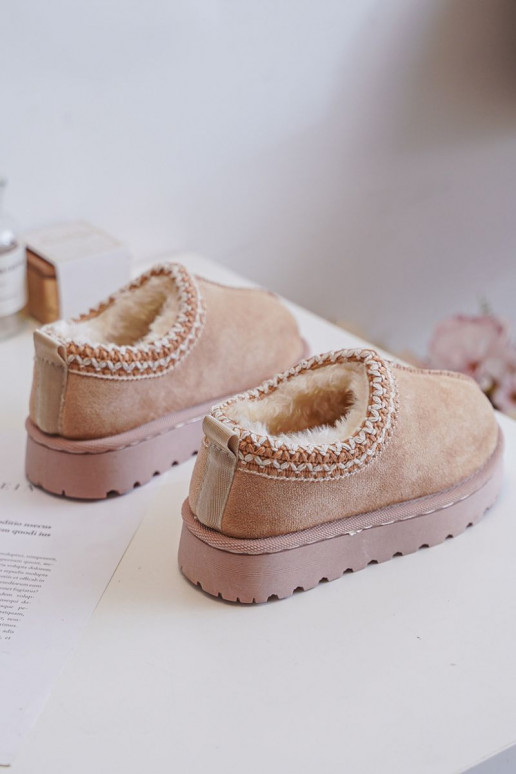 Snow Boots Children's Ankle Boots On Platform Insulated With Fur Beige Vilabria