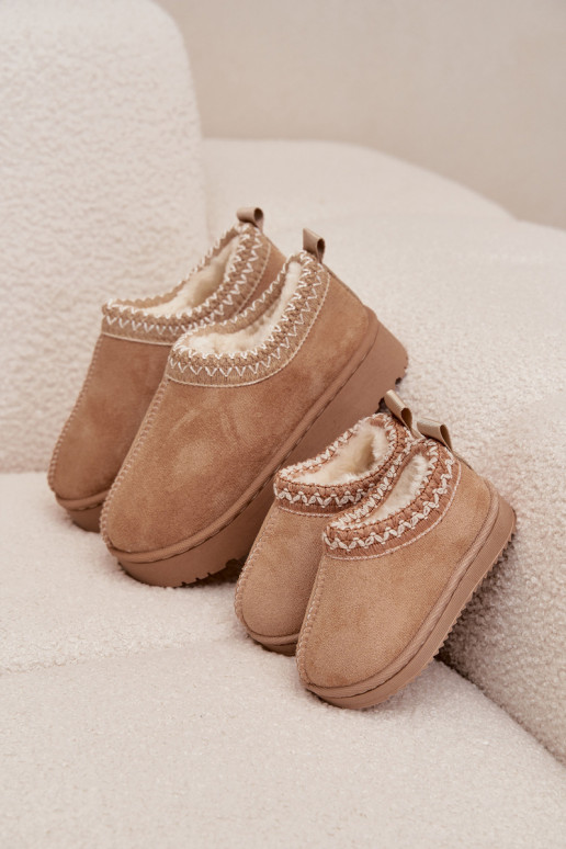 Snow Boots Children's Ankle Boots On Platform Insulated With Fur Beige Vilabria