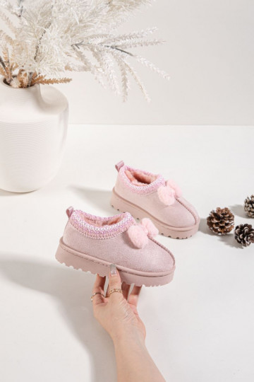 Children's Snow Boots With Embroidery And Bow Pink Daven 2