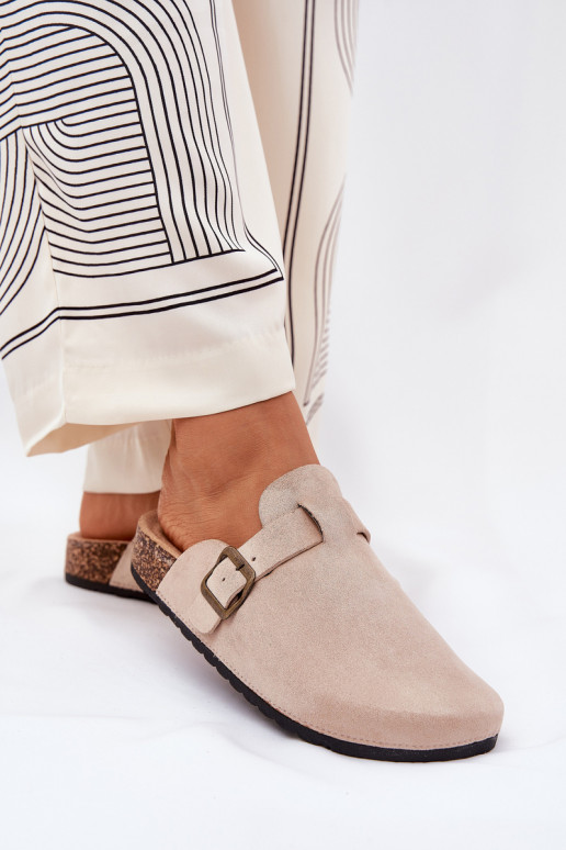 Klapki ChodakI Damskie i Na PlatformiewithKlamrą Beżowe Selio