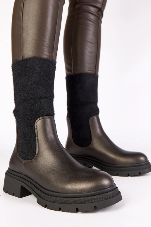 Szare botki z elastyczną wstawką i...