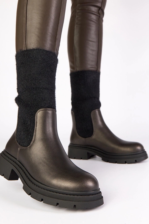 Szare botki z elastyczną wstawką i...