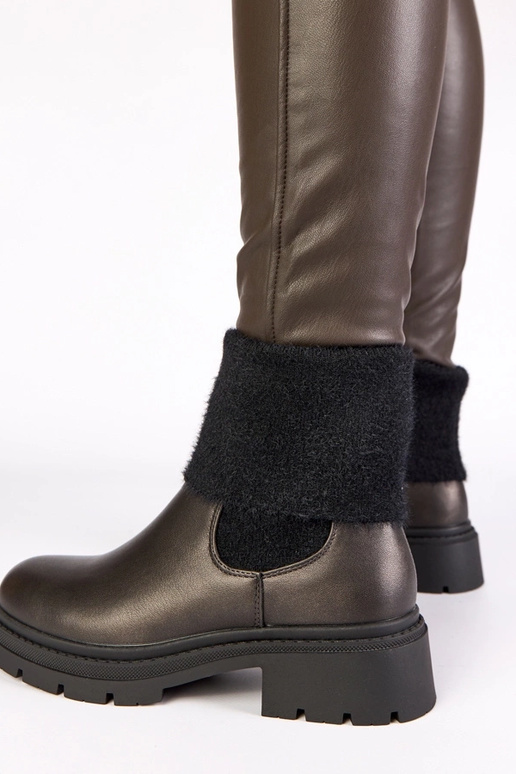 Szare botki z elastyczną wstawką i...