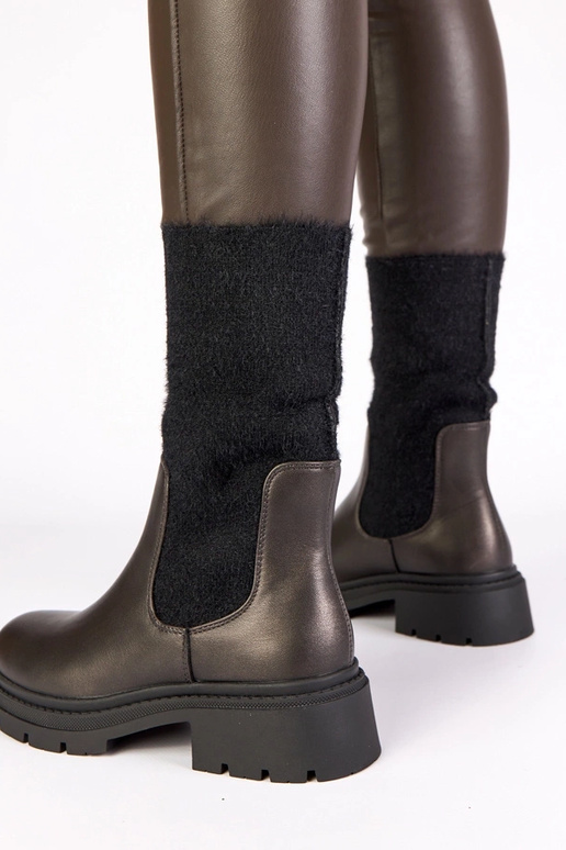 Szare botki z elastyczną wstawką i...