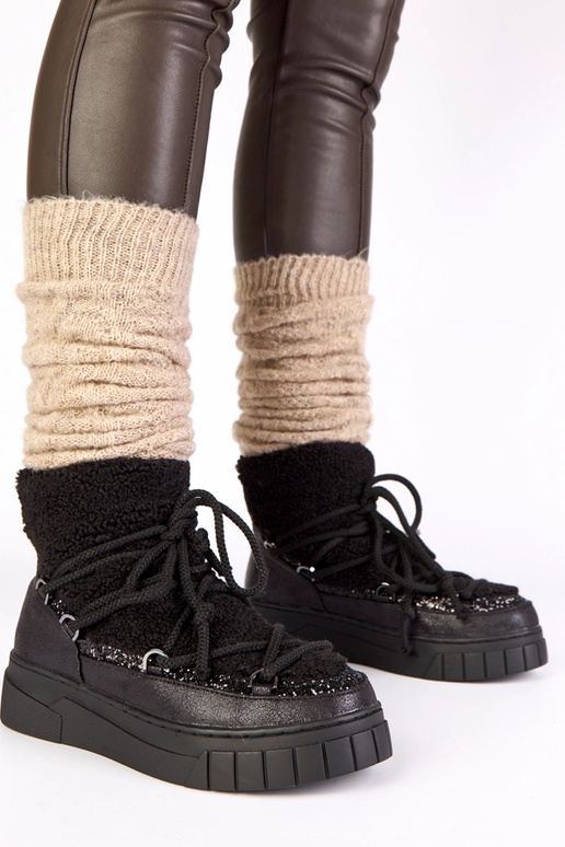 Czarne śniegowce ocieplane futerkiem...