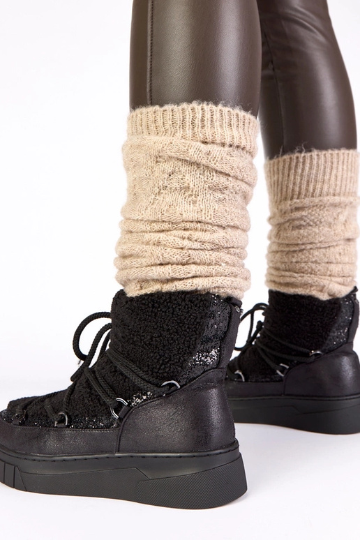 Czarne śniegowce ocieplane futerkiem...