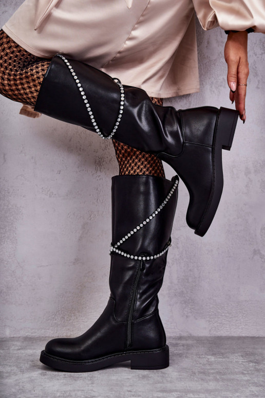 Women's Black Boots With Ornaments Black Finlay