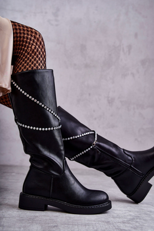 Women's Black Boots With Ornaments Black Finlay