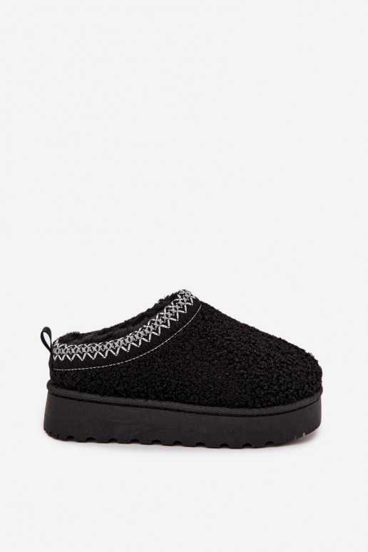 Śniegowce Dziecięce MłodzieżowewithFuterkiem Typu Baranek Czarne Selathiel