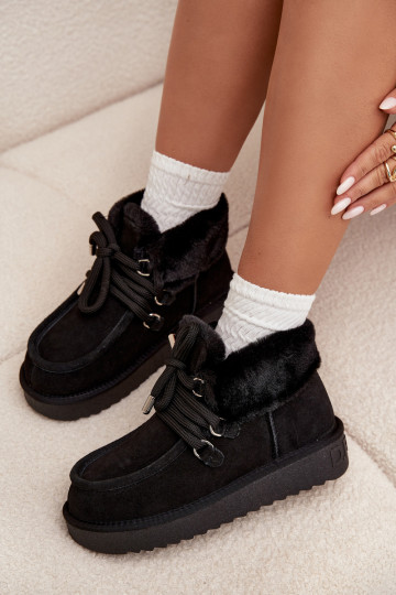 Women's Snow Boots Made of Natural Suede D.Franklin DFSH375006 Black