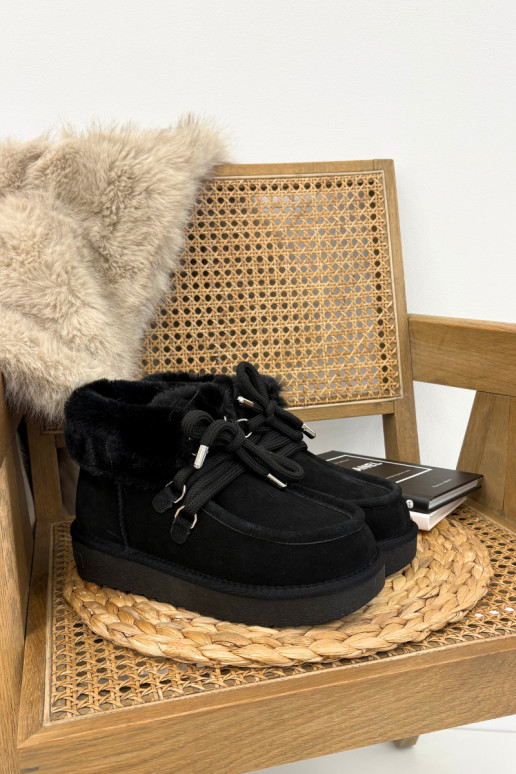 Women's Snow Boots Made of Natural Suede D.Franklin DFSH375006 Black